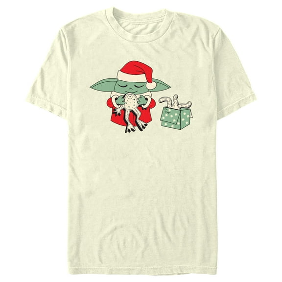Men's Star Wars: The Mandalorian Grogu Frog Present  Graphic Tee Beige 2X Large