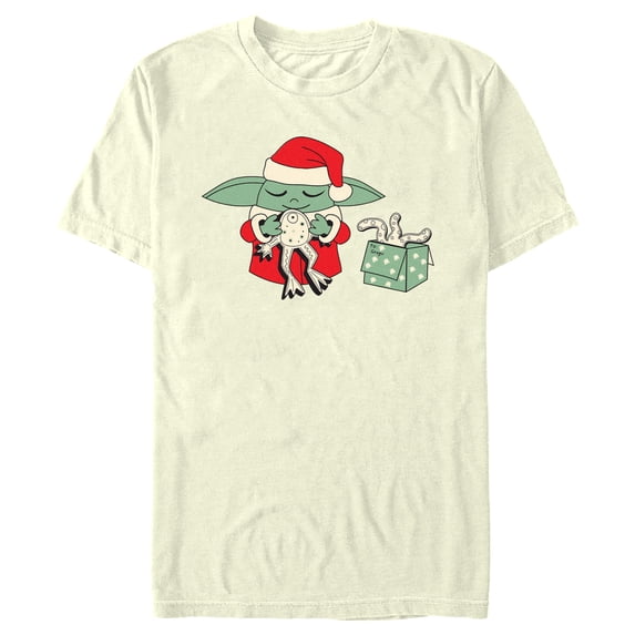 Men's Star Wars: The Mandalorian Grogu Frog Present Graphic Tee Beige Medium