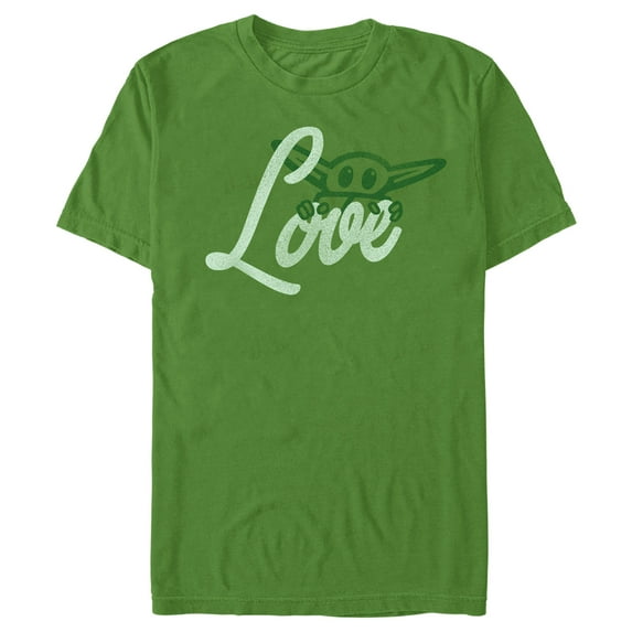 Men's Star Wars: The Mandalorian Grogu Gazing Love Graphic Tee Kelly Green 3X Large