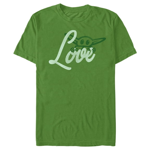 Men's Star Wars: The Mandalorian Grogu Gazing Love Graphic Tee Kelly Green X Large
