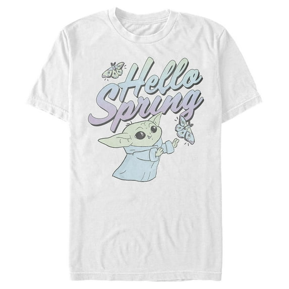 Men's Star Wars: The Mandalorian Grogu Hello Spring Graphic Tee White Small