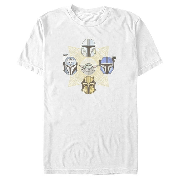 Men's Star Wars: The Mandalorian Grogu Helmets  Graphic Tee White Small