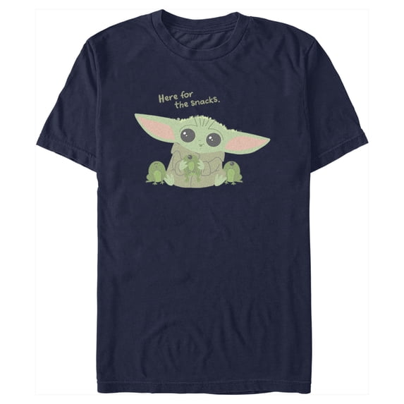 Men's Star Wars: The Mandalorian Grogu Here for the Snacks Frogs Graphic Tee Navy Blue Small