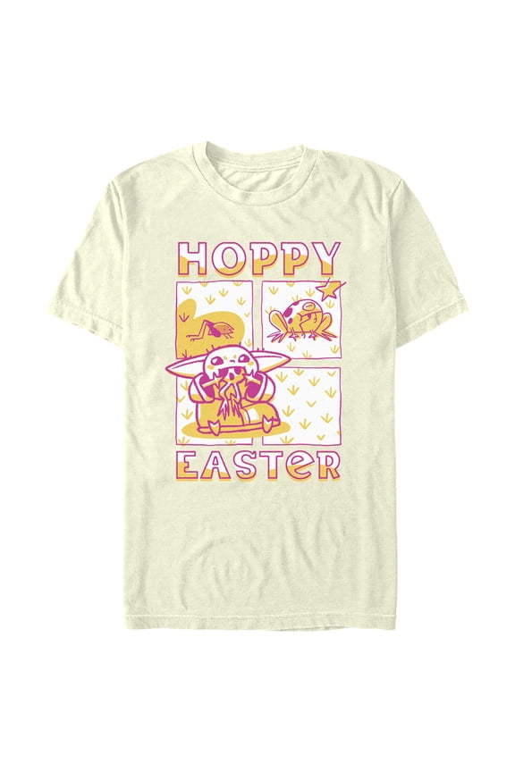 Men's Star Wars: The Mandalorian Grogu Hoppy Easter Graphic Tee Beige Small