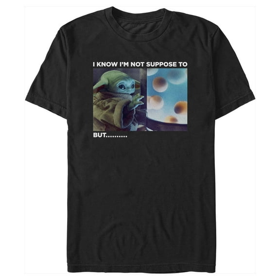 Men's Star Wars: The Mandalorian Grogu I Know I'm Not Suppose to But…  Graphic Tee Black 2X Large