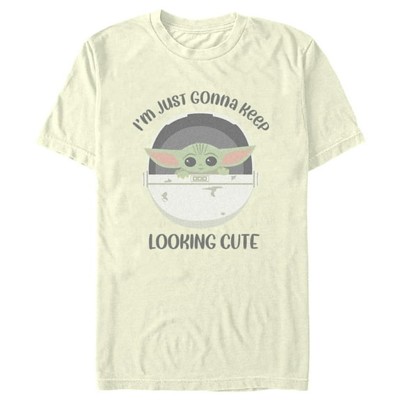Men's Star Wars: The Mandalorian Grogu I'm Just Gonna Keep Looking Cute Graphic Tee Beige X Large