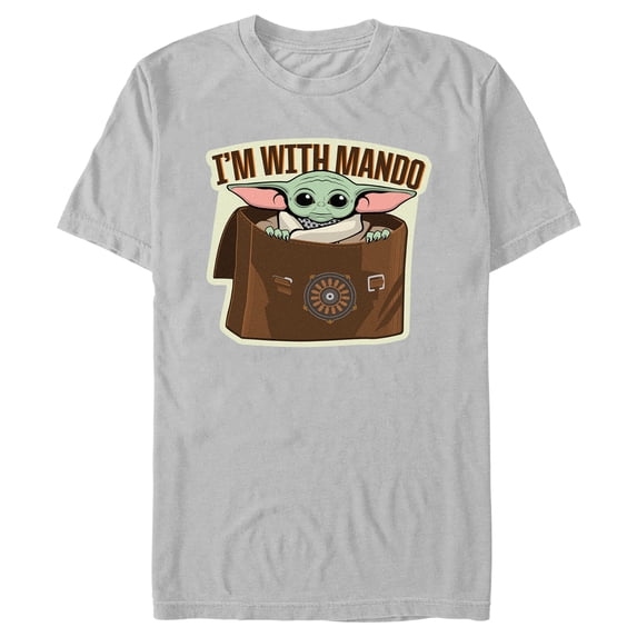 Men's Star Wars: The Mandalorian Grogu I'm with Mando Graphic Tee Silver Large