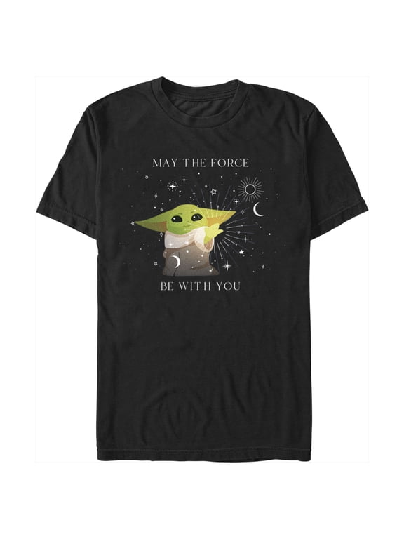 Men's Star Wars: The Mandalorian Grogu May the Force be With You Celestial Graphic Tee Black 2X Large