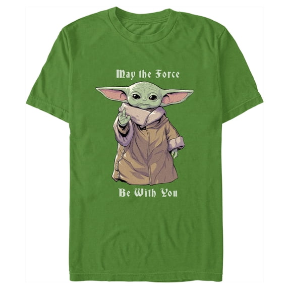 Men's Star Wars: The Mandalorian Grogu May the Force be With You Graphic Tee Kelly Green Large
