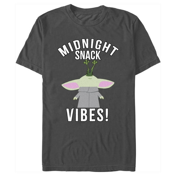 Men's Star Wars: The Mandalorian Grogu Midnight Snack Vibes  Graphic Tee Charcoal Medium