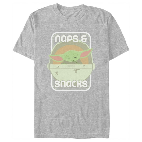 Men's Star Wars: The Mandalorian Grogu Naps & Snacks  Graphic Tee Athletic Heather 2X Large