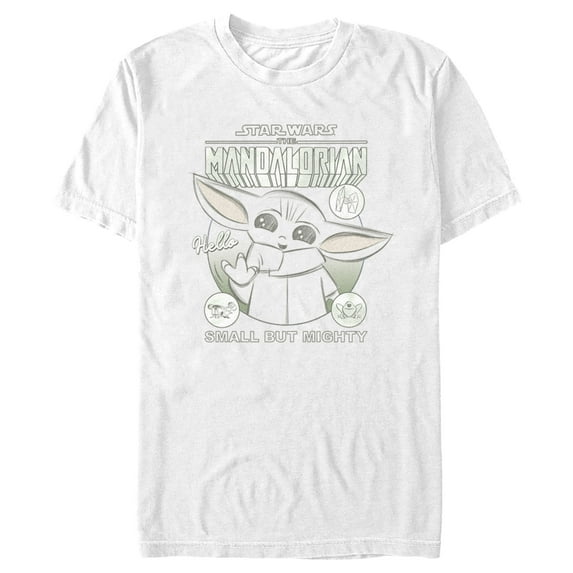 Men's Star Wars: The Mandalorian Grogu Small But Mighty Sketch Graphic Tee White 3X Large