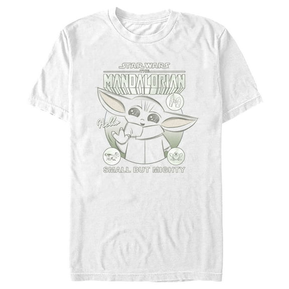 Men's Star Wars: The Mandalorian Grogu Small But Mighty Sketch  Graphic Tee White X Large