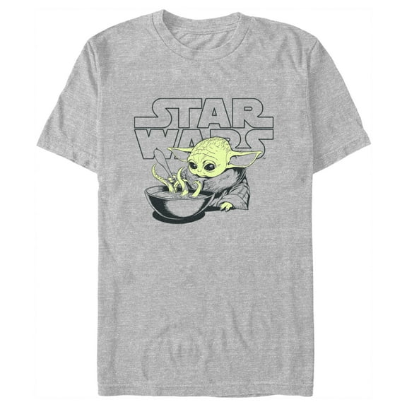 Men's Star Wars: The Mandalorian Grogu Soup Logo  Graphic Tee Athletic Heather 2X Large