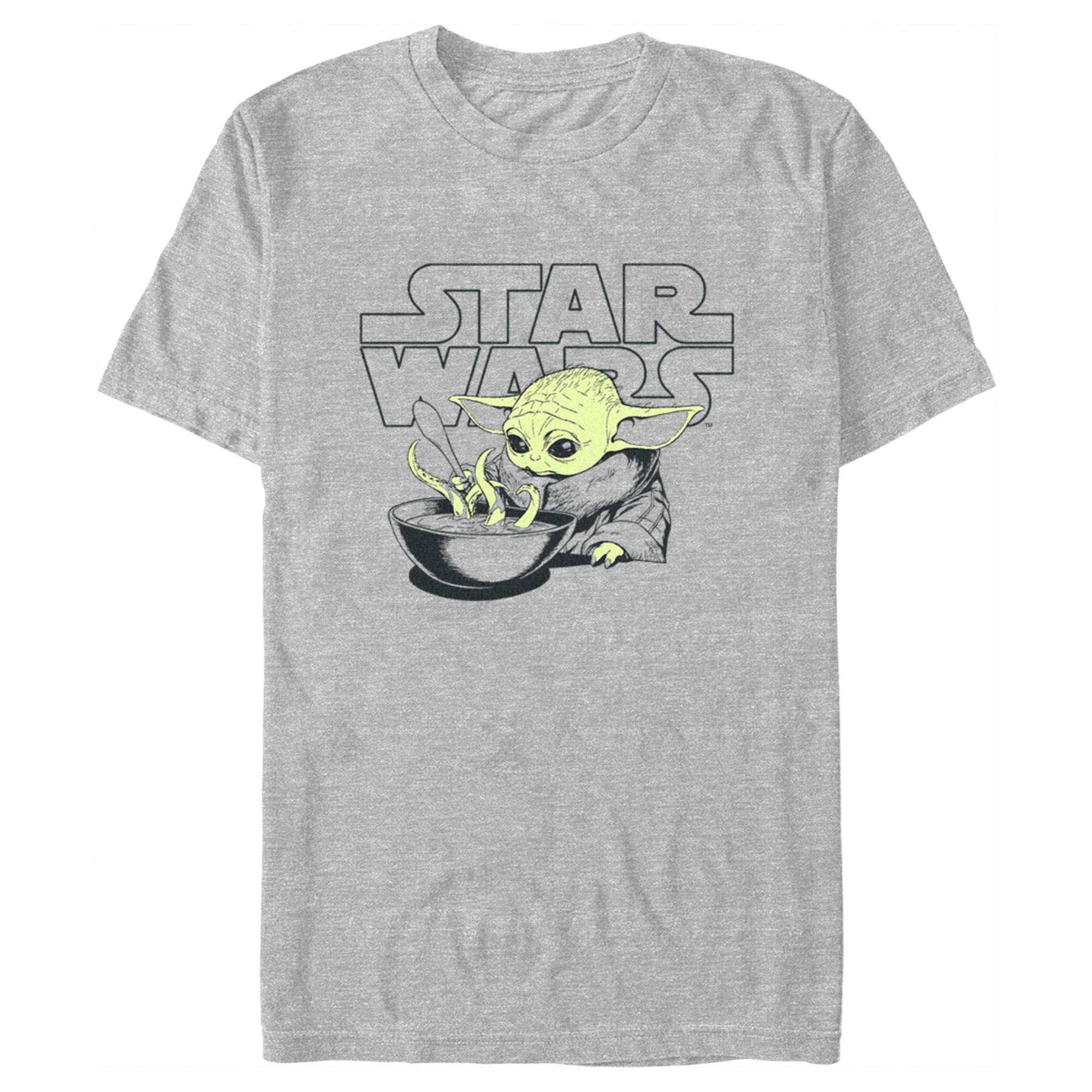 Men's Star Wars: The Mandalorian Grogu Soup Logo  Graphic Tee Athletic Heather Large