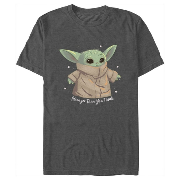 Men's Star Wars: The Mandalorian Grogu Stronger Than You Think Graphic Tee Charcoal Heather Medium