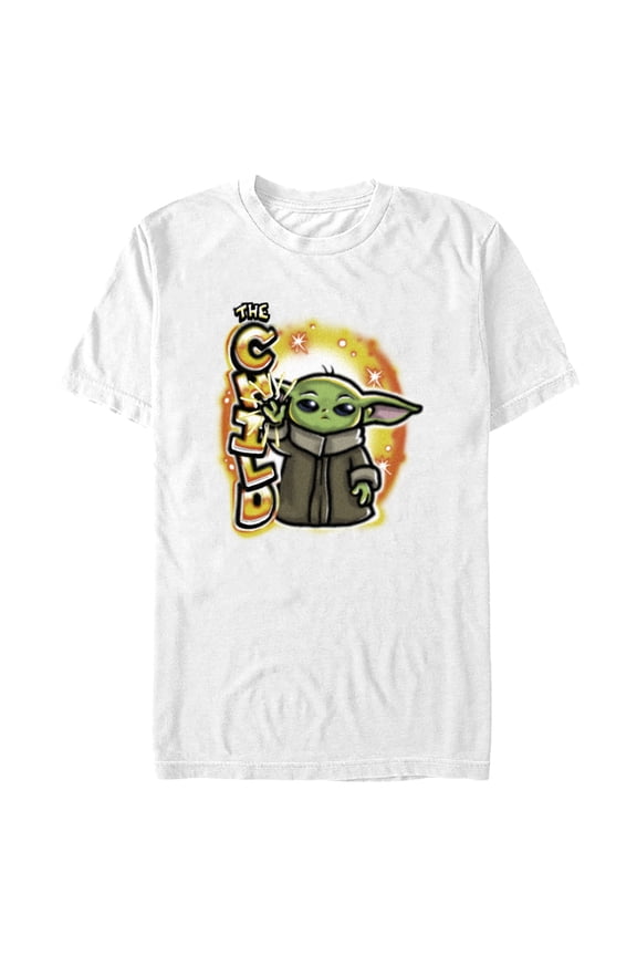 Men's Star Wars: The Mandalorian Grogu The Child Airbrush Graphic Tee White 2X Large
