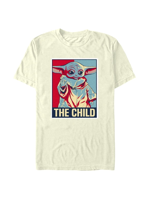Men's Star Wars: The Mandalorian Grogu The Child Hope Poster Graphic Tee Beige 2X Large