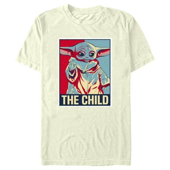 Men's Star Wars: The Mandalorian Grogu The Child Hope Poster Graphic Tee Beige Medium