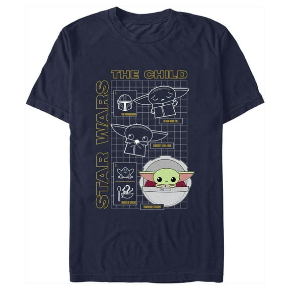 Men's Star Wars: The Mandalorian Grogu The Child Schematic  Graphic Tee Navy Blue Large