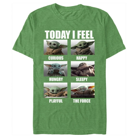 Men's Star Wars: The Mandalorian Grogu Today I Feel Scenes Graphic Tee Kelly Heather Medium