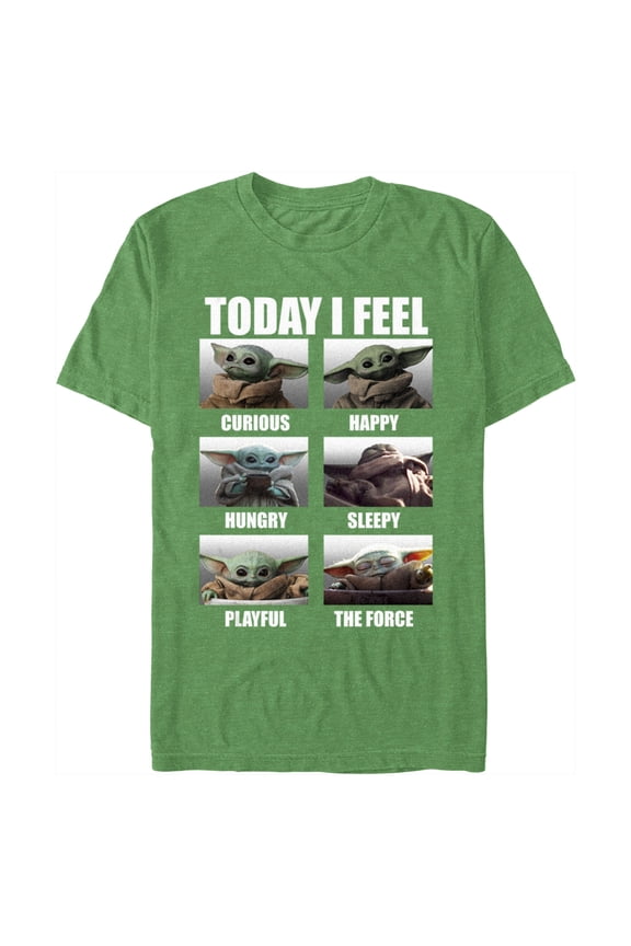 Men's Star Wars: The Mandalorian Grogu Today I Feel Scenes Graphic Tee Kelly Heather X Large