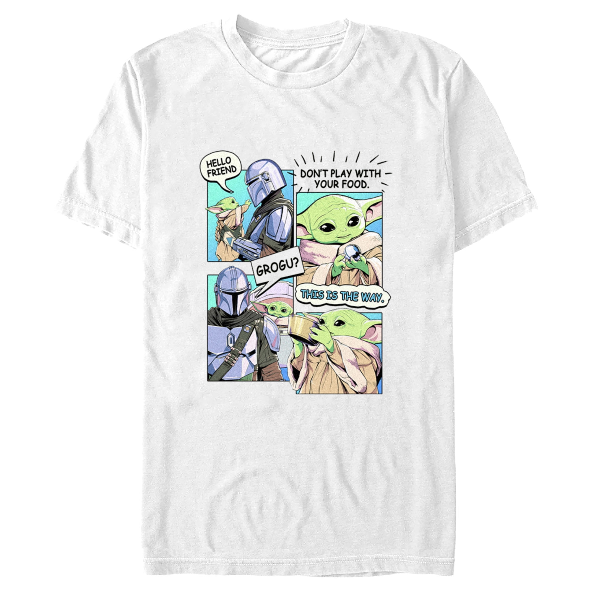 Men's Star Wars: The Mandalorian Grogu and Din Djarin Comic Strip