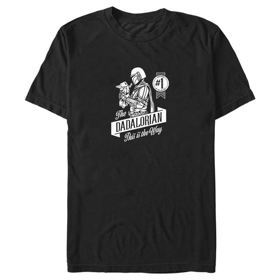 Men's Star Wars: The Mandalorian Grogu and Din Djarin The Dadalorian This is the Way Graphic Tee Black / 3 2X Large