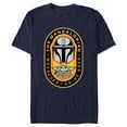 thumbnail image 1 of Men's Star Wars: The Mandalorian Grogu and Mando Wherever I Go, He Goes Badge Graphic Tee Navy Blue Small, 1 of 5