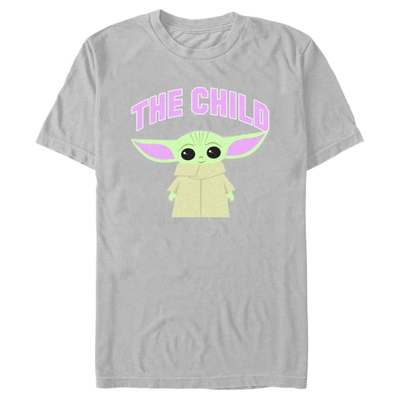 Men's Star Wars: The Mandalorian Grogu the Child Cute Graphic Tee Silver 2X Large