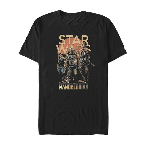 Men's Star Wars: The Mandalorian Grunge Character  Graphic Tee Black Small