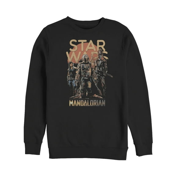 Men's Star Wars: The Mandalorian Grunge Character  Sweatshirt Black 2X Large