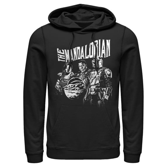 Men's Star Wars: The Mandalorian Guild on Assignment Pull Over Hoodie Black 2X Large