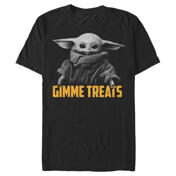 Men's Star Wars: The Mandalorian Halloween Grogu Gimme Treats Graphic Tee Black Medium