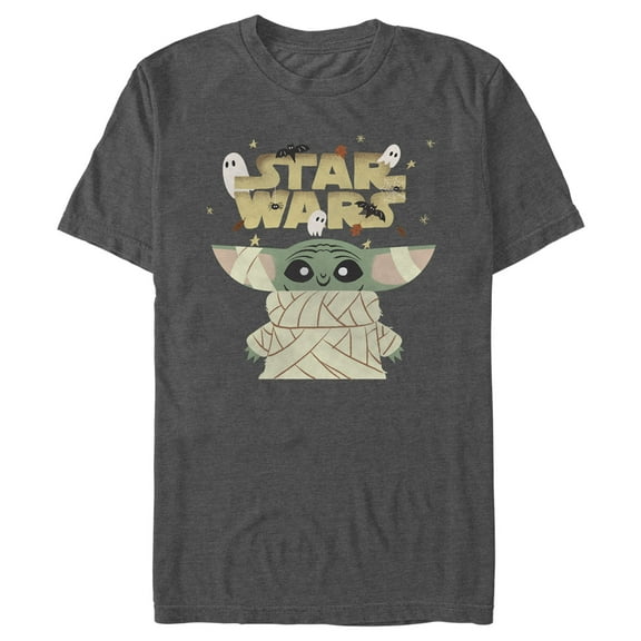 Men's Star Wars: The Mandalorian Halloween Grogu Mummy Graphic Tee Charcoal Heather Small