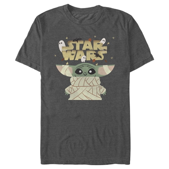Men's Star Wars: The Mandalorian Halloween Grogu Mummy Graphic Tee Charcoal Heather X Large