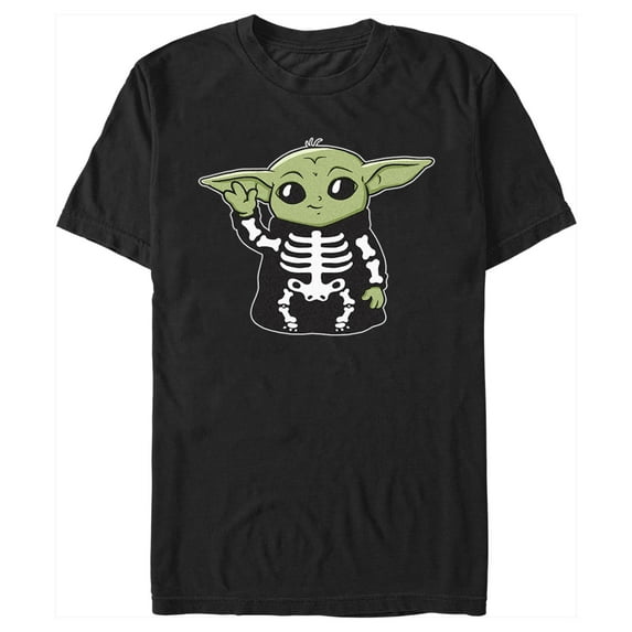 Men's Star Wars: The Mandalorian Halloween Grogu Skeleton Costume Graphic Tee Black 3X Large