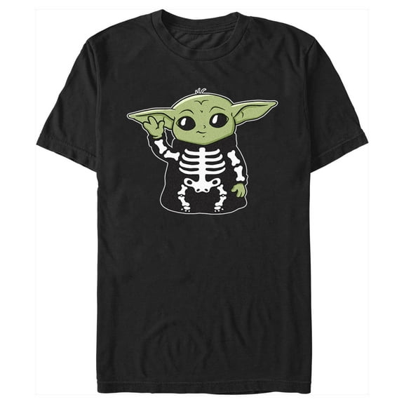 Men's Star Wars: The Mandalorian Halloween Grogu Skeleton Costume  Graphic Tee Black Medium