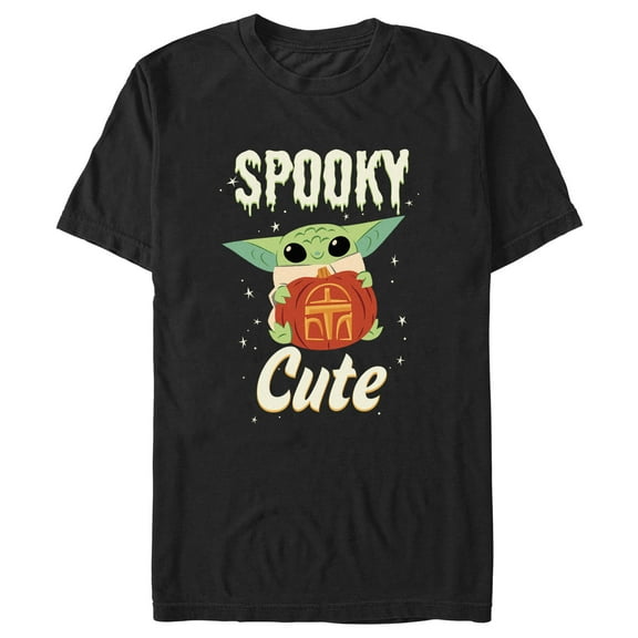 Men's Star Wars: The Mandalorian Halloween Grogu Spooky Cute Pumpkin Graphic Tee Black 3X Large