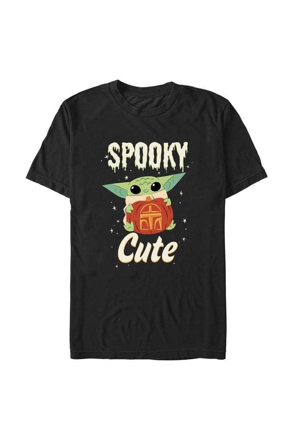 Men's Star Wars: The Mandalorian Halloween Grogu Spooky Cute Pumpkin Graphic Tee Black Large