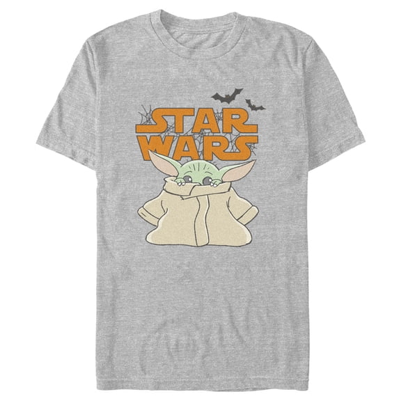 Men's Star Wars: The Mandalorian Halloween Grogu Star Wars Logo Graphic Tee Athletic Heather Small
