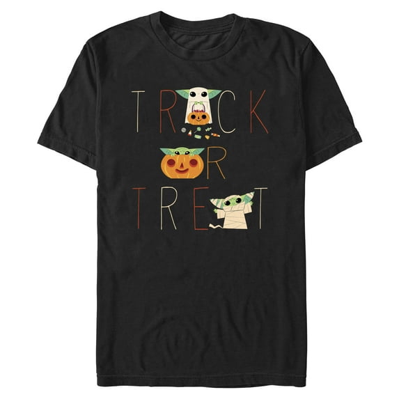 Men's Star Wars: The Mandalorian Halloween Grogu Trick or Treat Graphic Tee Black X Large