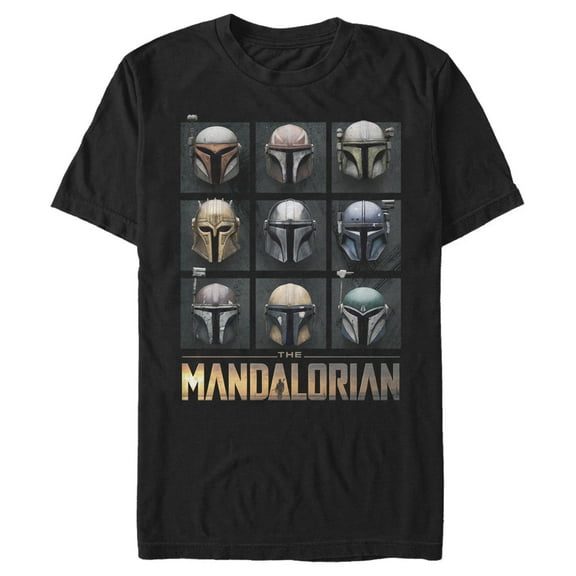 Men's Star Wars: The Mandalorian Helmet Grid  Graphic Tee Black 3X Large