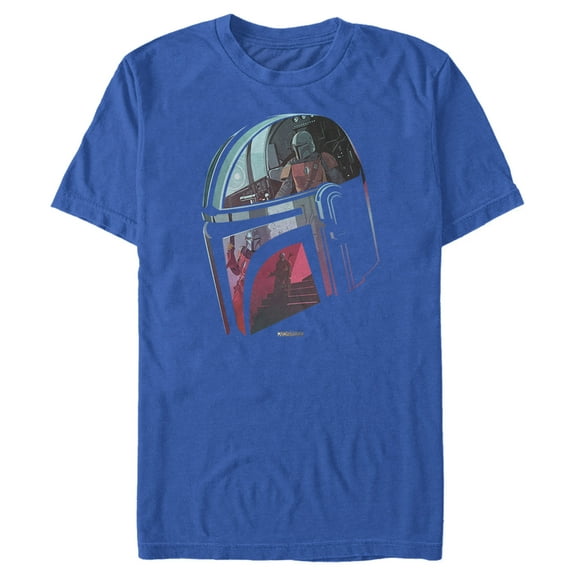 Men's Star Wars: The Mandalorian Helmet Reflection  Graphic Tee Royal Blue Small