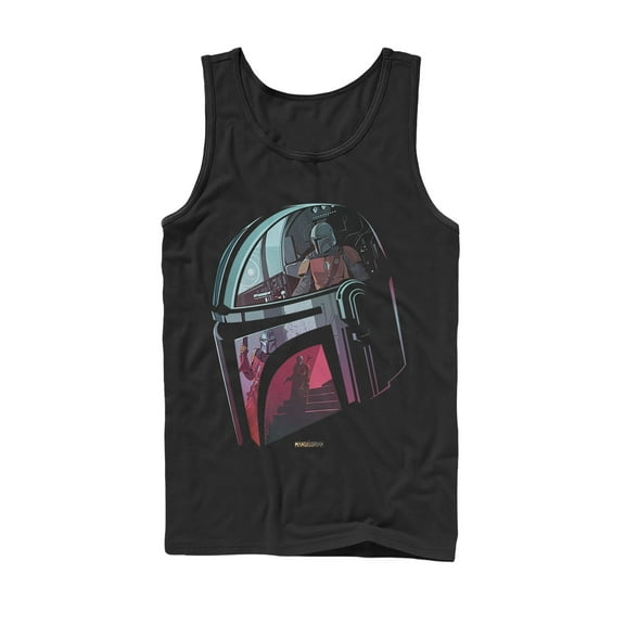 Men's Star Wars: The Mandalorian Helmet Reflection  Tank Top Black X Large