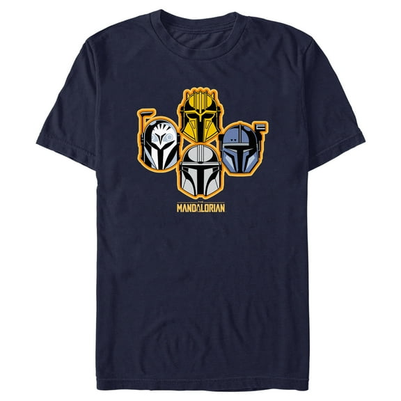 Men's Star Wars: The Mandalorian Helmet Stack Graphic Tee Navy Blue 3X Large
