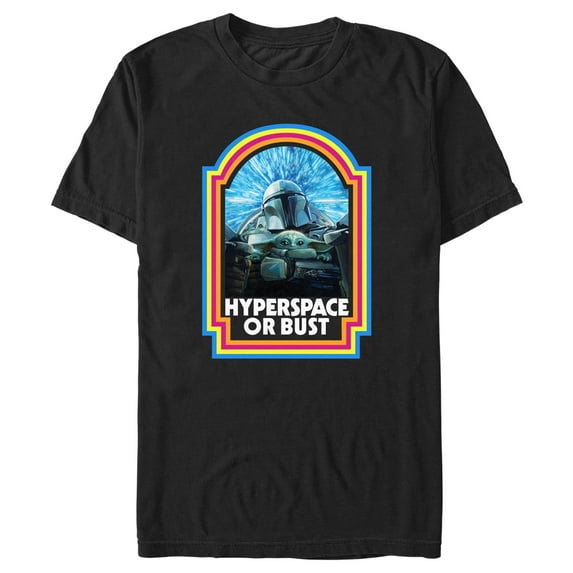 Men's Star Wars: The Mandalorian Hyperspace or Bust Graphic Tee Black 2X Large
