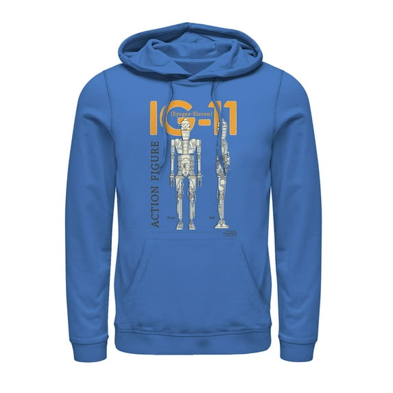 Men's Star Wars: The Mandalorian IG-11 Action Figure Pull Over Hoodie Royal Blue Small