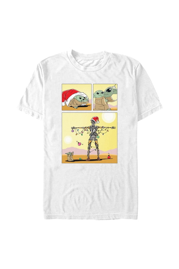 Men's Star Wars: The Mandalorian IG-11 Christmas Tree Comic Graphic Tee White Large