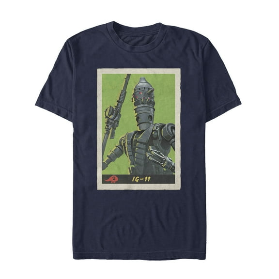Men's Star Wars: The Mandalorian IG-11 Droid Card  Graphic Tee Navy Blue Medium